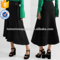 Black Belted Asymmetrische Crepe Midi Rock OEM / ODM Herstellung Großhandel Mode Frauen Bekleidung (TA7015S)